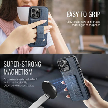 FIERRE SHANN For iPhone 16 Pro Max Case Kickstand Leather Slim Back Cover