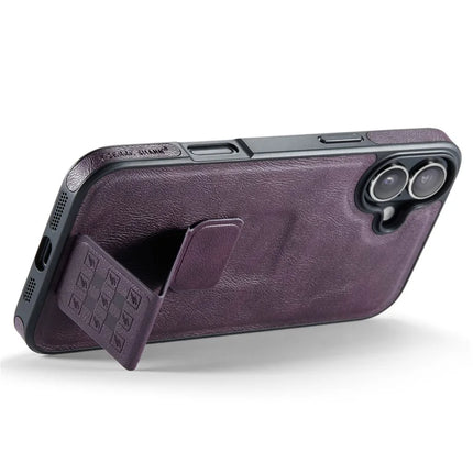 FIERRE SHANN For iPhone 16 Plus Case Kickstand Leather Slim Back Cover