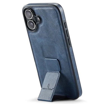 FIERRE SHANN For iPhone 16 Plus Case Kickstand Leather Slim Back Cover