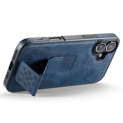 FIERRE SHANN For iPhone 16 Plus Case Kickstand Leather Slim Back Cover