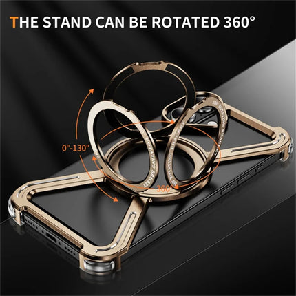 For iPhone 16 Plus Magnetic Case Rotating Kickstand Metal Bumper Phone Cover