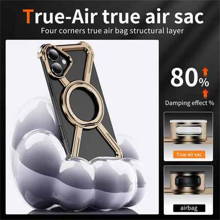 For iPhone 16 Plus Magnetic Case Rotating Kickstand Metal Bumper Phone Cover