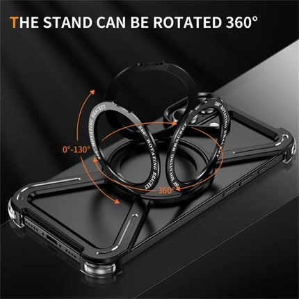 For iPhone 16 Plus Magnetic Case Rotating Kickstand Metal Bumper Phone Cover