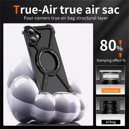 For iPhone 16 Plus Magnetic Case Rotating Kickstand Metal Bumper Phone Cover