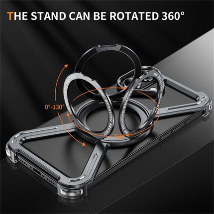 For iPhone 16 Plus Magnetic Case Rotating Kickstand Metal Bumper Phone Cover