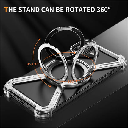 For iPhone 16 Plus Magnetic Case Rotating Kickstand Metal Bumper Phone Cover