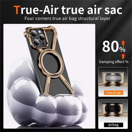 For iPhone 15 Pro Max Magnetic Case Rotating Kickstand Metal Bumper Phone Cover