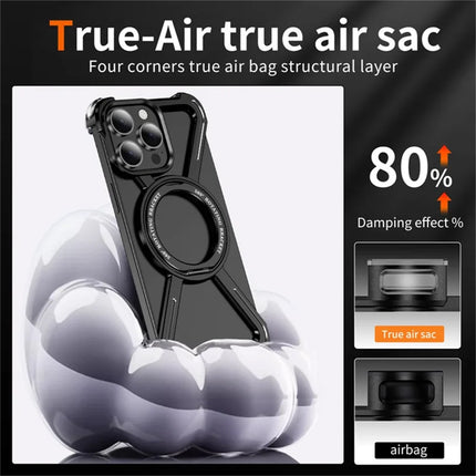 For iPhone 15 Pro Max Magnetic Case Rotating Kickstand Metal Bumper Phone Cover