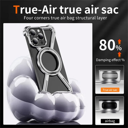For iPhone 15 Pro Max Magnetic Case Rotating Kickstand Metal Bumper Phone Cover
