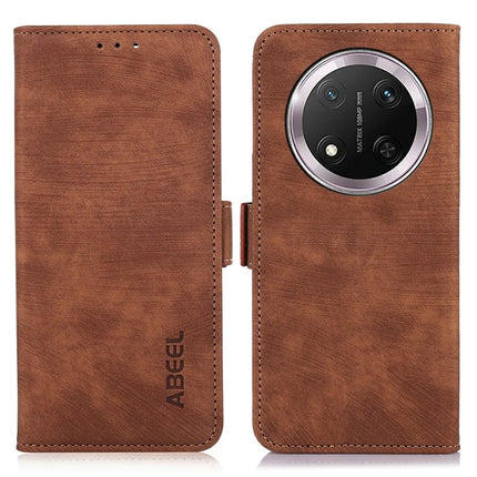 ABEEL For Honor Magic7 Lite 5G / X9c 5G / X60 Pro 5G Wallet Phone Case Retro Leather Flip Cover with Stand - Brown