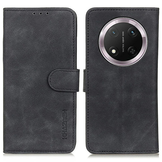 KHAZNEH For Honor Magic7 Lite 5G / X9c 5G / X60 Pro 5G Case PU Leather Retro Texture Phone Cover - Black