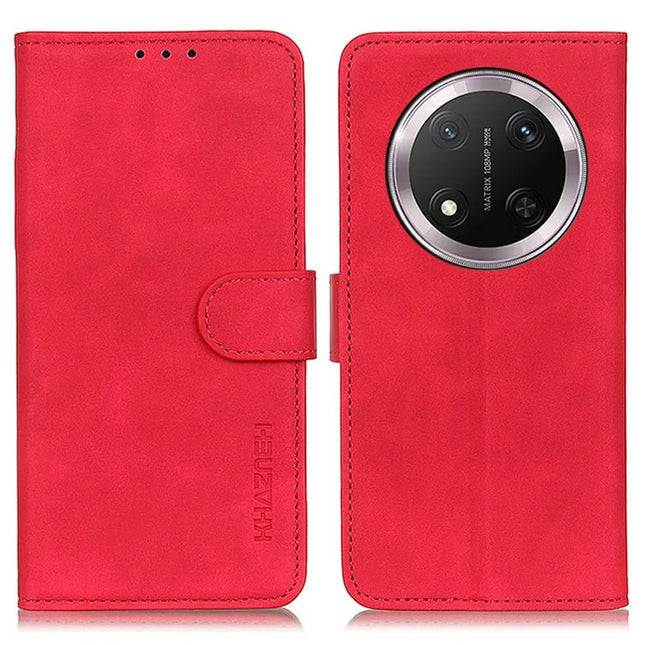 KHAZNEH For Honor Magic7 Lite 5G / X9c 5G / X60 Pro 5G Case PU Leather Retro Texture Phone Cover - Red