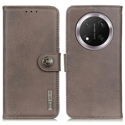 KHAZNEH For Honor Magic7 Lite 5G / X9c 5G / X60 Pro 5G Wallet Case Cowhide Texture Leather Flip Phone Cover - Khaki