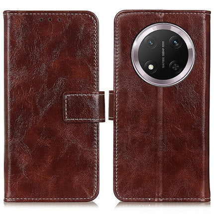 For Honor Magic7 Lite 5G / X9c 5G / X60 Pro 5G Leather Case Wallet Phone Cover Crazy Horse Texture - Brown
