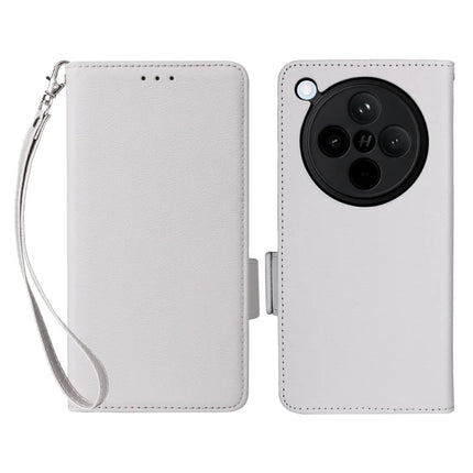 For Oppo Find X8 5G Case Litchi Texture PU Leather Wallet Flip Phone Cover - White