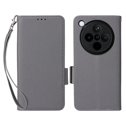 For Oppo Find X8 5G Case Litchi Texture PU Leather Wallet Flip Phone Cover - Grey