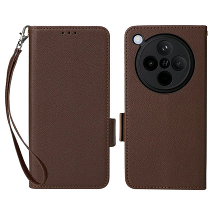 For Oppo Find X8 5G Case Litchi Texture PU Leather Wallet Flip Phone Cover - Brown