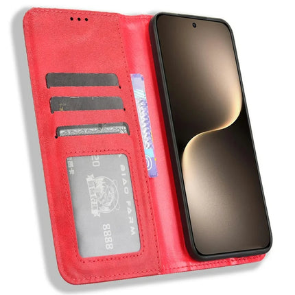 For Honor Magic7 5G Leather Case Wallet Stand Retro Texture Phone Cover