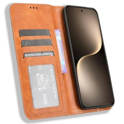 For Honor Magic7 5G Leather Case Wallet Stand Retro Texture Phone Cover