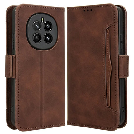 For Honor Magic7 5G Leather Case Phone Wallet Cover with Multiple Card Slots - Brown
