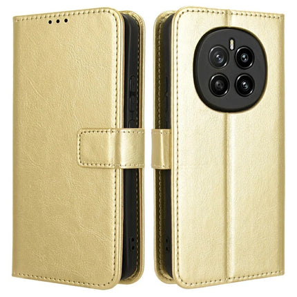 For Honor Magic7 5G Case Crazy Horse Texture PU Leather Phone Wallet Cover - Gold