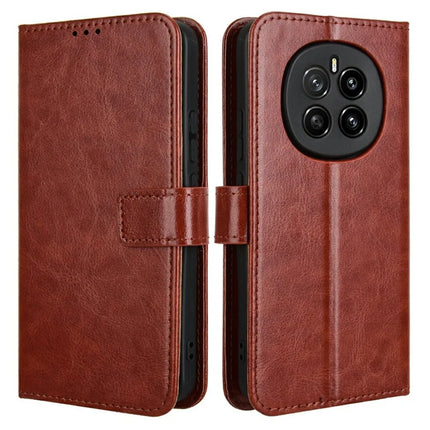 For Honor Magic7 5G Case Crazy Horse Texture PU Leather Phone Wallet Cover - Brown