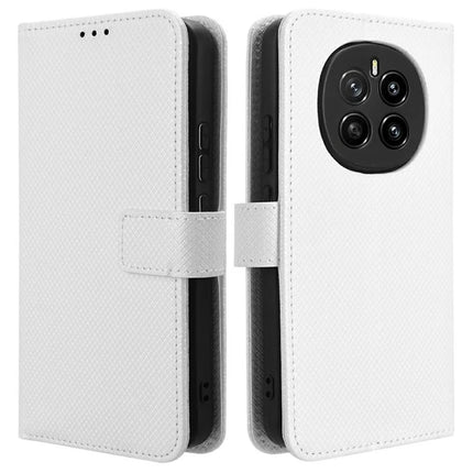 For Honor Magic7 5G Case PU Leather Diamond Texture Wallet Phone Cover - White