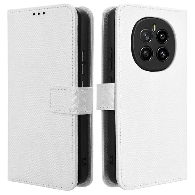 For Honor Magic7 5G Case PU Leather Diamond Texture Wallet Phone Cover - White