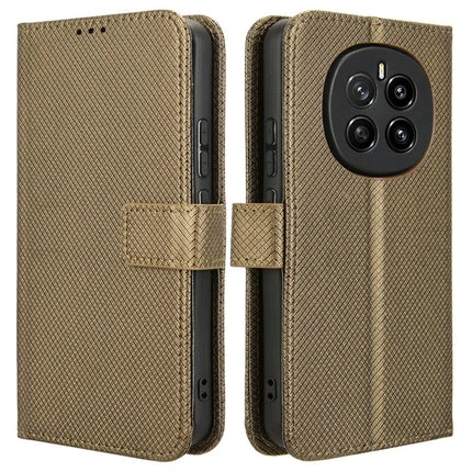 For Honor Magic7 5G Case PU Leather Diamond Texture Wallet Phone Cover - Brown