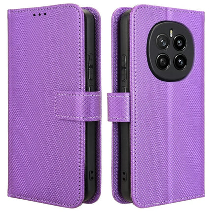 For Honor Magic7 5G Case PU Leather Diamond Texture Wallet Phone Cover - Purple