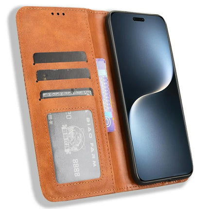 For Honor Magic7 Pro 5G Leather Case Wallet Stand Retro Texture Phone Cover