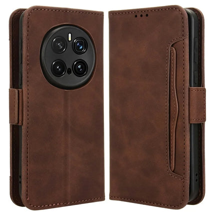 For Honor Magic7 Pro 5G Leather Case Phone Wallet Cover with Multiple Card Slots - Brown