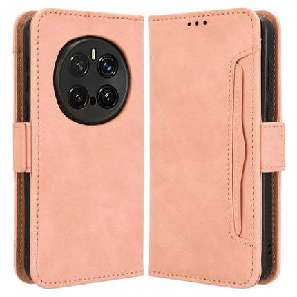 For Honor Magic7 Pro 5G Leather Case Phone Wallet Cover with Multiple Card Slots - Pink