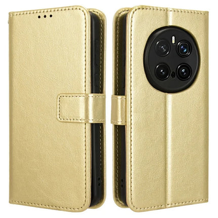 For Honor Magic7 Pro 5G Case Crazy Horse Texture PU Leather Phone Wallet Cover - Gold