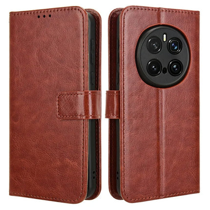 For Honor Magic7 Pro 5G Case Crazy Horse Texture PU Leather Phone Wallet Cover - Brown