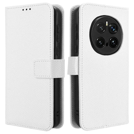 For Honor Magic7 Pro 5G Case PU Leather Diamond Texture Wallet Phone Cover - White