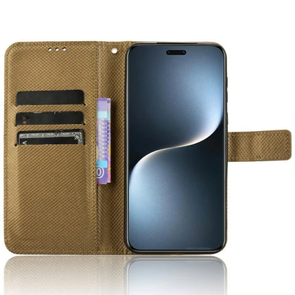 For Honor Magic7 Pro 5G Case PU Leather Diamond Texture Wallet Phone Cover