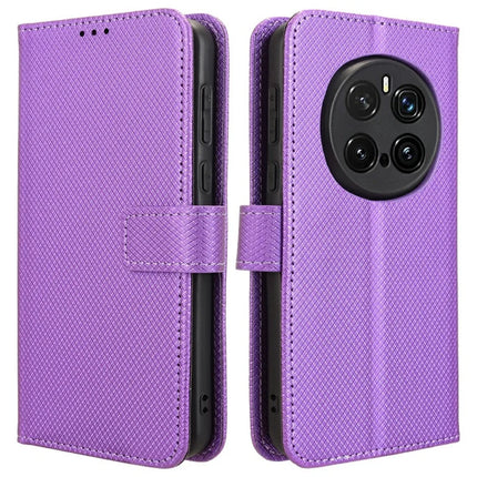 For Honor Magic7 Pro 5G Case PU Leather Diamond Texture Wallet Phone Cover - Purple