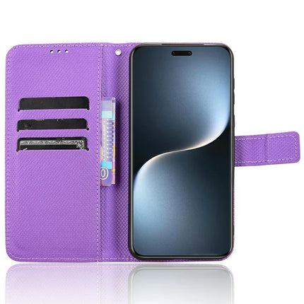 For Honor Magic7 Pro 5G Case PU Leather Diamond Texture Wallet Phone Cover