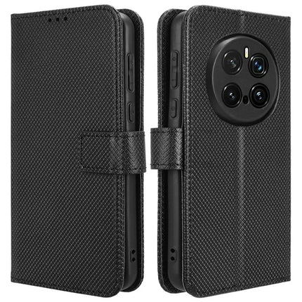 For Honor Magic7 Pro 5G Case PU Leather Diamond Texture Wallet Phone Cover - Black