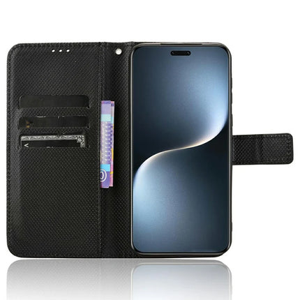 For Honor Magic7 Pro 5G Case PU Leather Diamond Texture Wallet Phone Cover