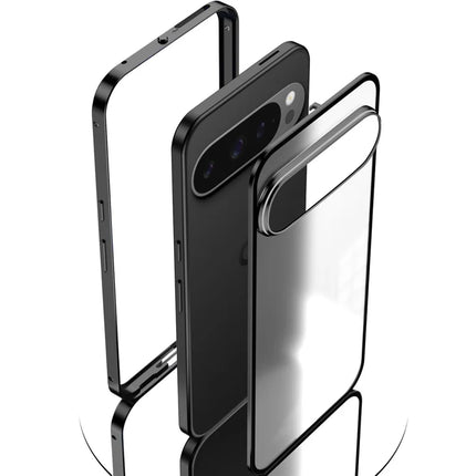 For Google Pixel 9 / Pixel 9 Pro Matte Case Aluminium Alloy+PC Phone Cover Pop-Up Snap Lock