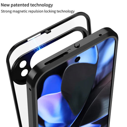 For Google Pixel 9 Pro XL Matte Case Aluminium Alloy+PC Phone Cover Pop-Up Snap Lock