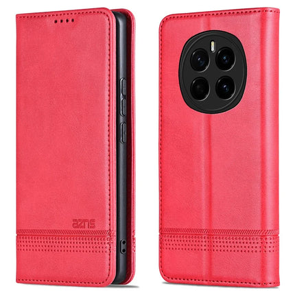 AZNS For Honor Magic7 5G Case Cowhide Texture PU Leather Wallet Phone Cover - Red