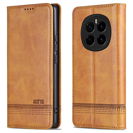 AZNS For Honor Magic7 5G Case Cowhide Texture PU Leather Wallet Phone Cover - Brown