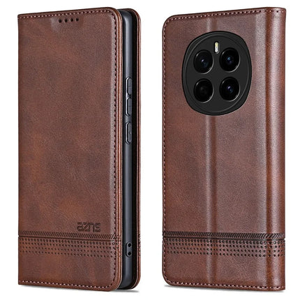 AZNS For Honor Magic7 5G Case Cowhide Texture PU Leather Wallet Phone Cover - Coffee