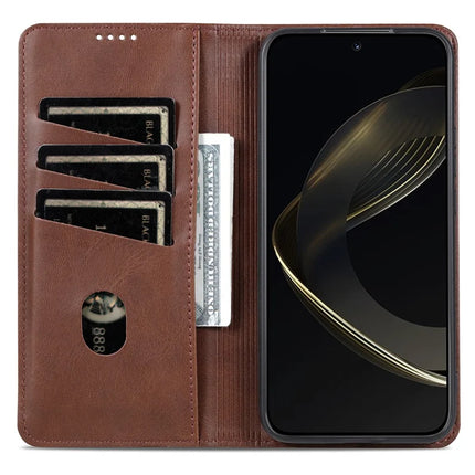 AZNS For Honor Magic7 5G Case Cowhide Texture PU Leather Wallet Phone Cover