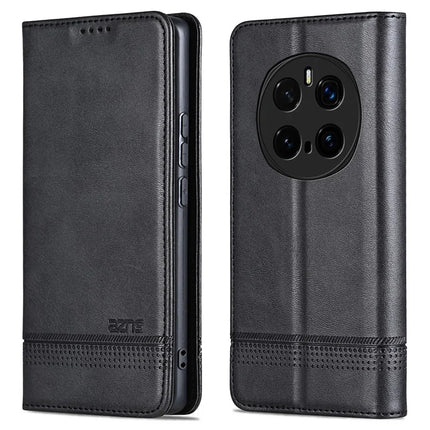 AZNS For Honor Magic7 Pro 5G Case Cowhide Texture PU Leather Wallet Phone Cover - Black