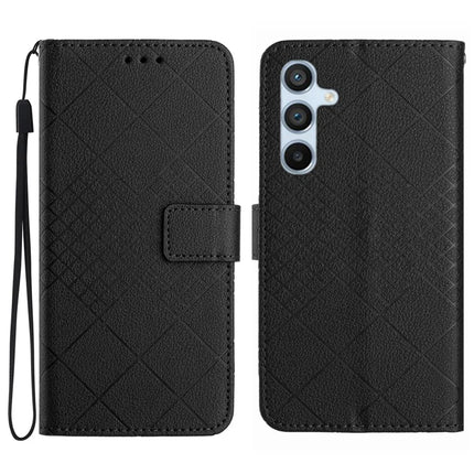 For Samsung Galaxy A26 5G Wallet Phone Case Imprint PU Leather Flip Folio Cover - Black