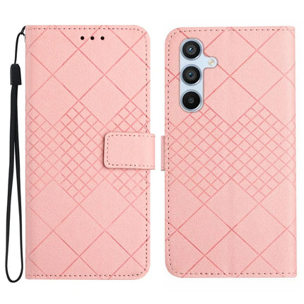 For Samsung Galaxy A26 5G Wallet Phone Case Imprint PU Leather Flip Folio Cover - Pink